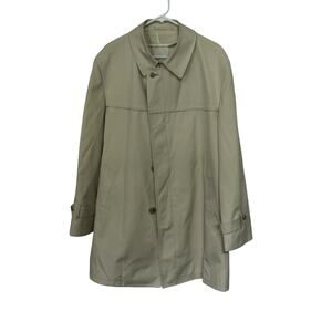 London Fog Brown Khaki Trench Coat Size 44R Hidden Buttons Career Jacket READ